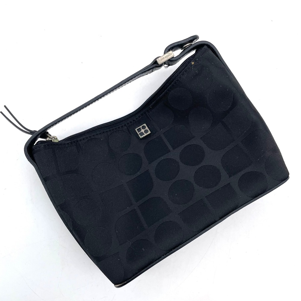 Kate Spade Mini Shoulder Bag Women Black Good Y2K Jacquard Pink Lining 12324